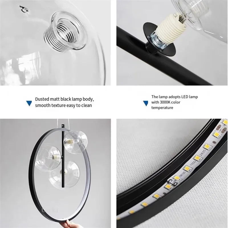 DecorBites™ Ball Bubble LED Chandelier: Modern Round Ring Pendant Light for Dining Room & Bar