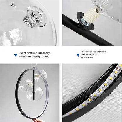 DecorBites™ Ball Bubble LED Chandelier: Modern Round Ring Pendant Light for Dining Room & Bar