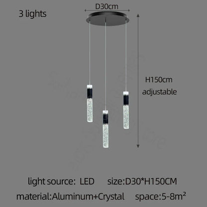 DecorBites™ Cylindrical Crystal Chandelier: Modern Villa Living Room Lamp for Stylish Interiors.