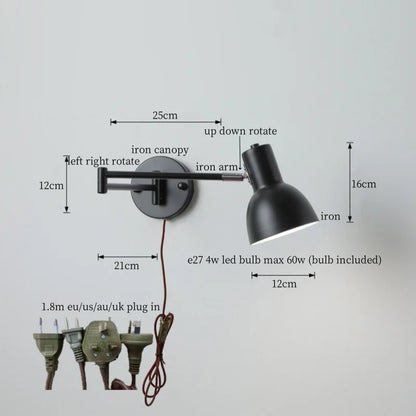 DecorBites™ Black Iron LED Wall Sconce for Home Decor - Modern Nordic Style