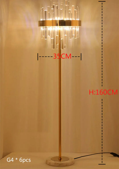 DecorBites™ Crystal Gold Floor Lamp for Bedroom & Living Room - Modern Luxury LED Light