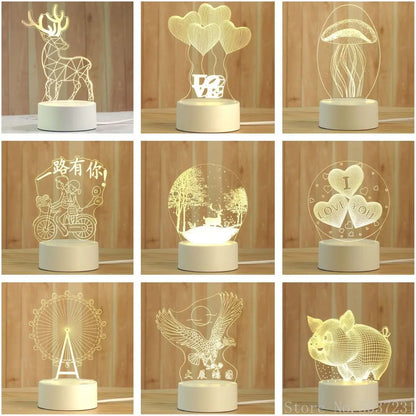 DecorBites™ 3D Acrylic Night Lamp | Boys Girls Gift Decor Bedroom Table Light