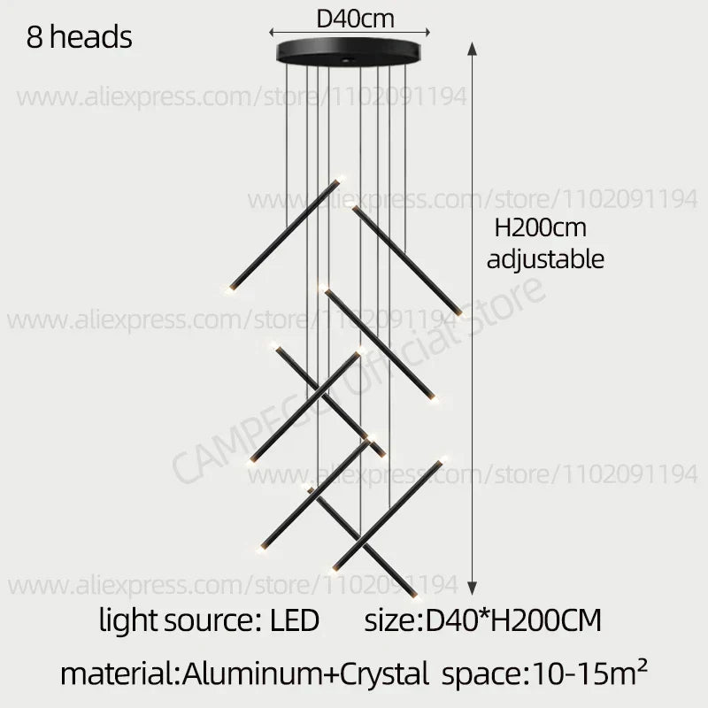 DecorBites™ LED Staircase Pendant Chandelier, Modern Nordic Restaurant Hanging Light