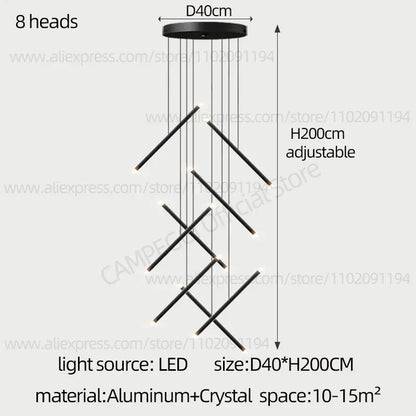 DecorBites™ LED Staircase Pendant Chandelier, Modern Nordic Restaurant Hanging Light