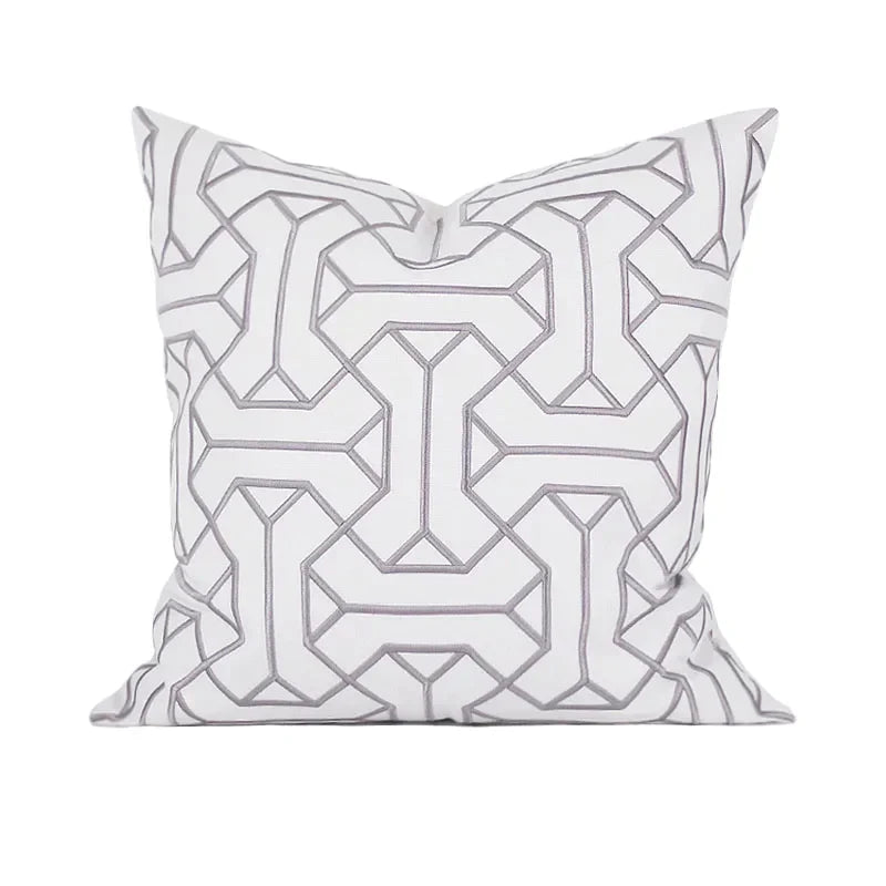 DecorBites™ Geometric Embroidered Noble Cushion Covers for Living Room Sofa