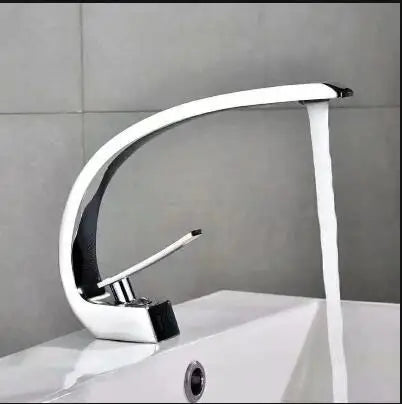 DecorBites™ Black/Gold Basin Faucet Modern Bathroom Mixer Tap, Single Handle Waterfall Hot Cold