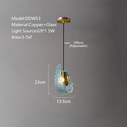 DecorBites™ Blue Glass Luxury Brass Ceiling Pendant Light - Creative Flower Design