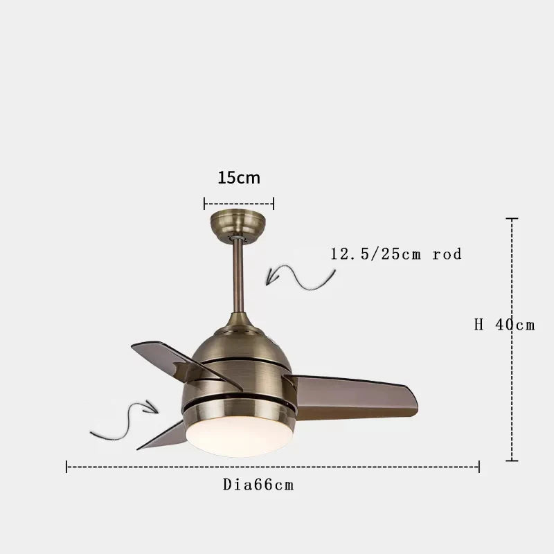 DecorBites™ Copper Bronze Ceiling Fan Light Remote Control 6-speed Reversible Silent Design