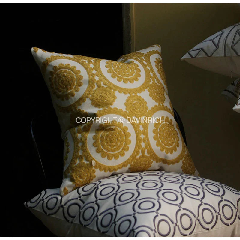 DecorBites™ Geometric Embroidered Noble Cushion Covers for Living Room Sofa