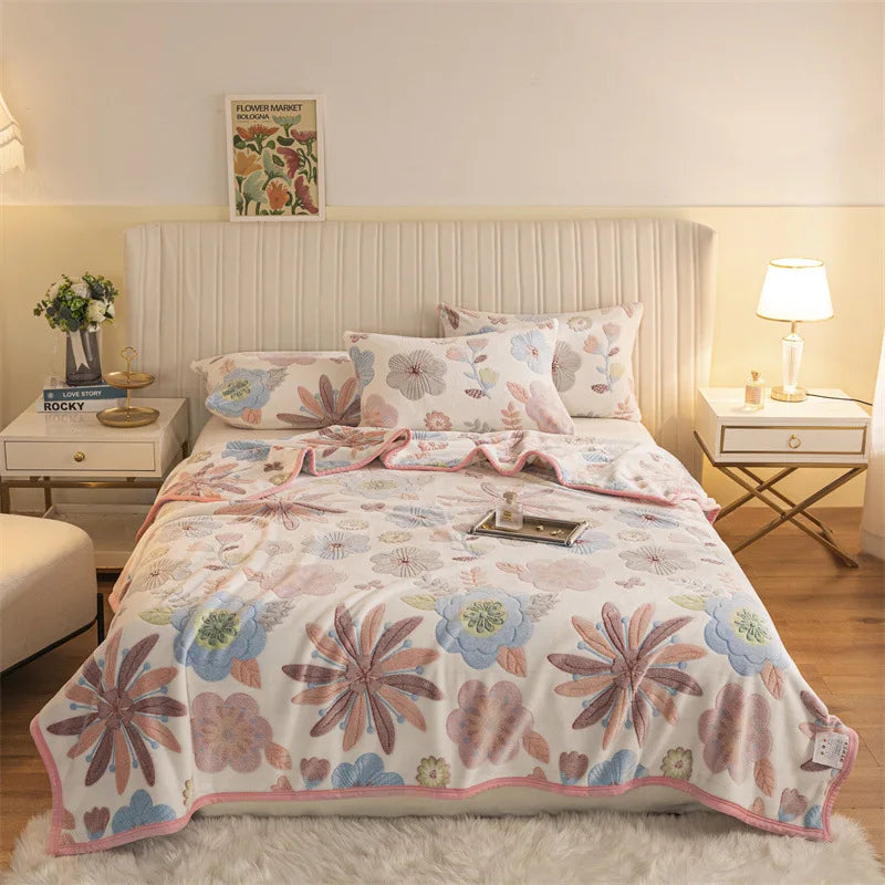 DecorBites™ Double Sided Plaid Fleece Blanket - Winter Bedroom Essential