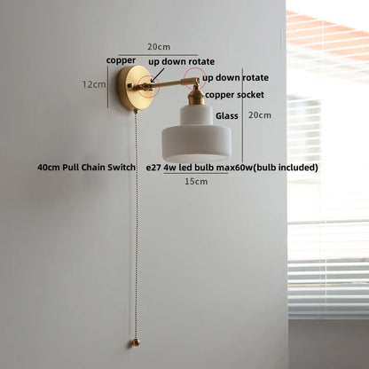 DecorBites™ Clear Glass LED Wall Lights with Pull Chain Switch.
