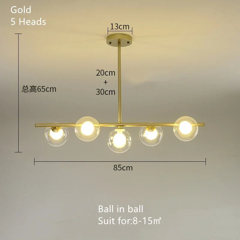 DecorBites™ Glass Ball Chandelier - Modern LED Pendant Lamp for Home Decor