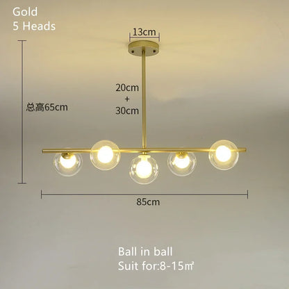 DecorBites™ Glass Ball Chandelier - Modern LED Pendant Lamp for Home Decor