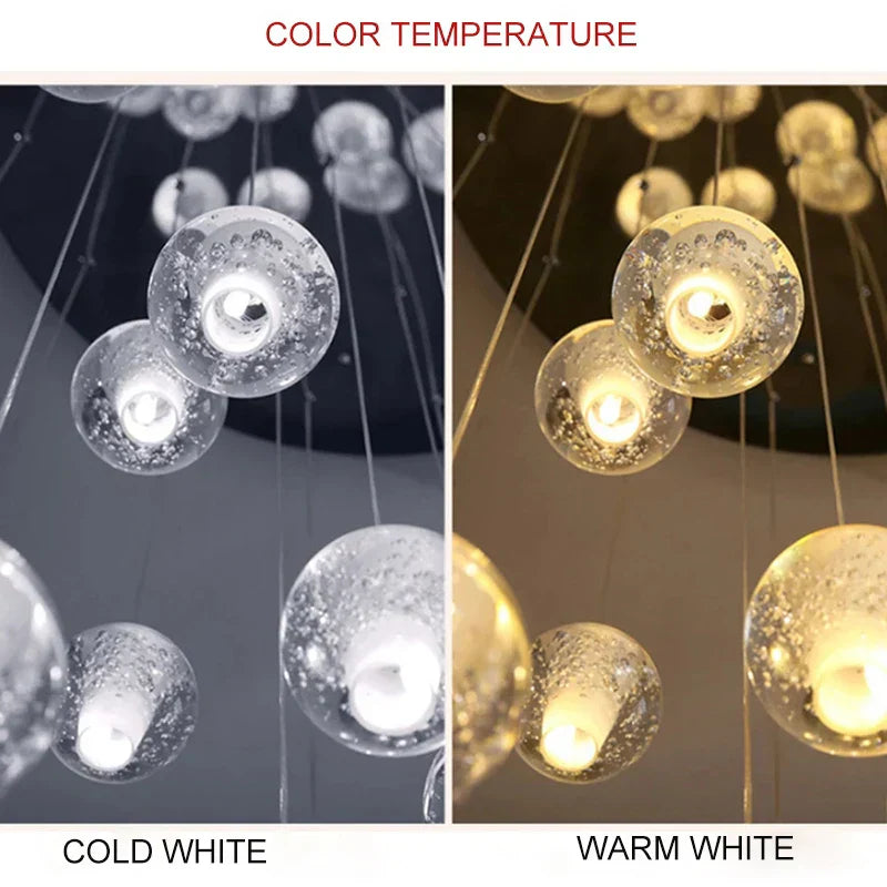DecorBites™ Crystal Ball Chandelier Pendant Light for Staircase Hallway Bar Décor