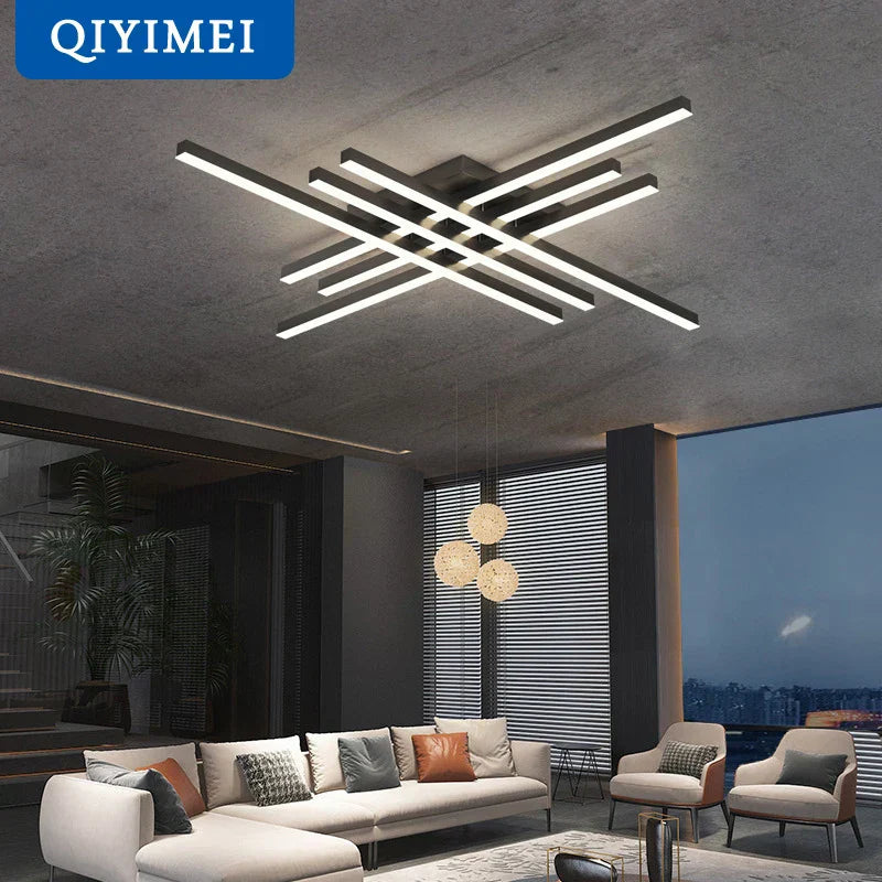 DecorBites™ Gold Black Acrylic LED Chandeliers: Elegant Indoor Lighting for Bedroom, Dining, Living Room