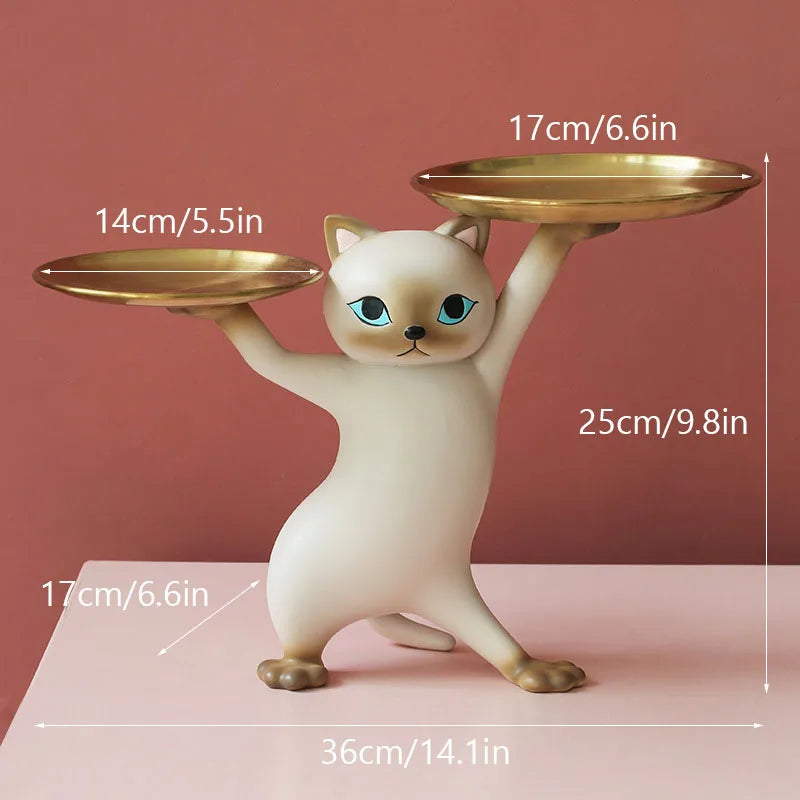 DecorBites™ Cat Figurines Storage Tray Key Holder Decoration Gift