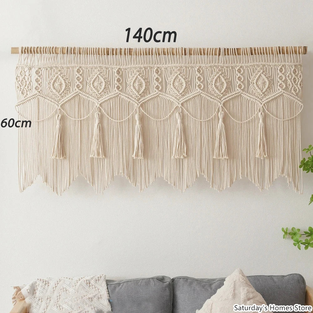 DecorBites™ Boho Macrame Door Curtain Handmade Cotton Rope Wall Hanging Tapestry Boujee Decor