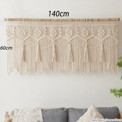 DecorBites™ Boho Macrame Door Curtain Handmade Cotton Rope Wall Hanging Tapestry Boujee Decor