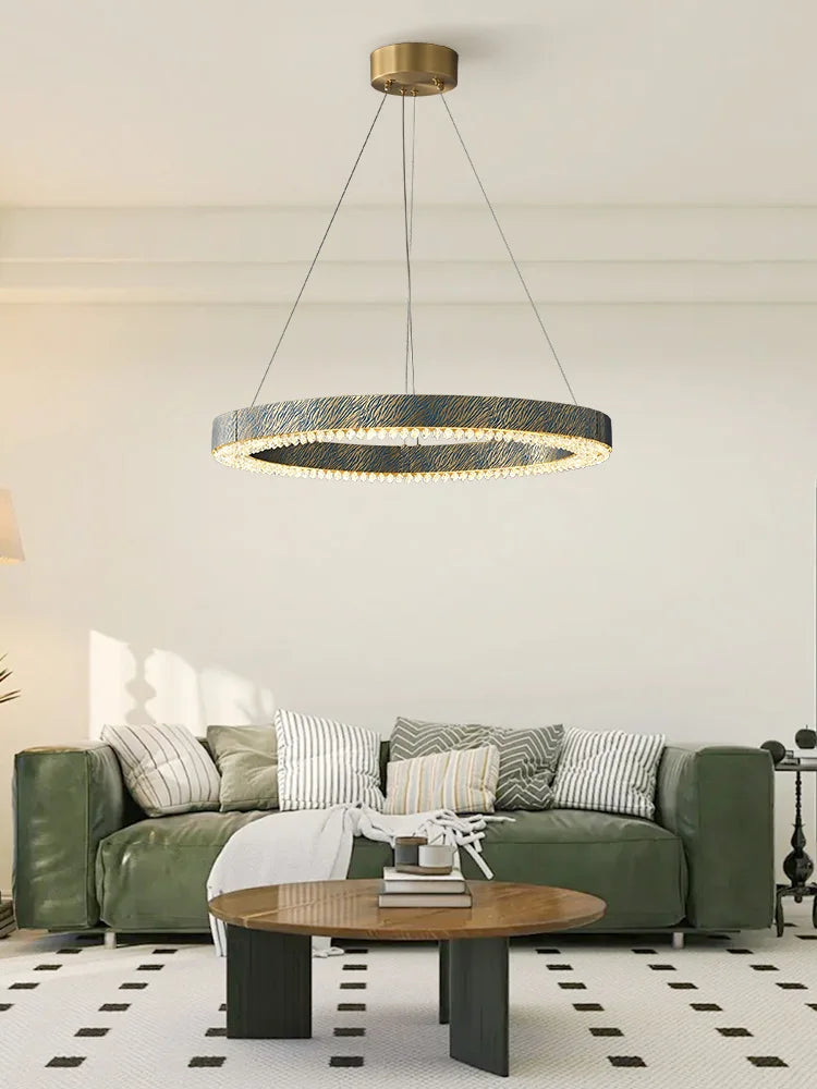 DecorBites™ Blue Copper Crystal LED Ceiling Chandelier for Dinning Room