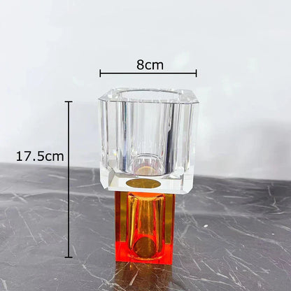 DecorBites™ Geometric Square Glass Vase Artificial Flowers Modern Floral Arrangement