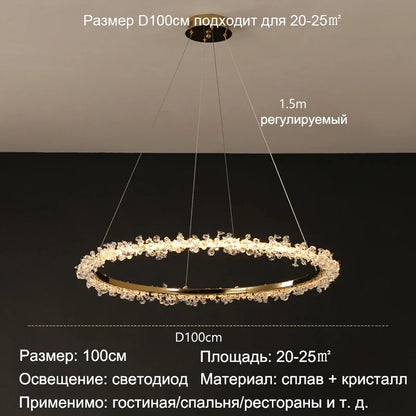 ™ Golden Crystal LED Round Chandelier for Luxury Indoor Lighting