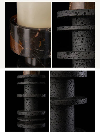 DecorBites™ Black Marble Pillar Candlestick for Elegant Table Centerpieces