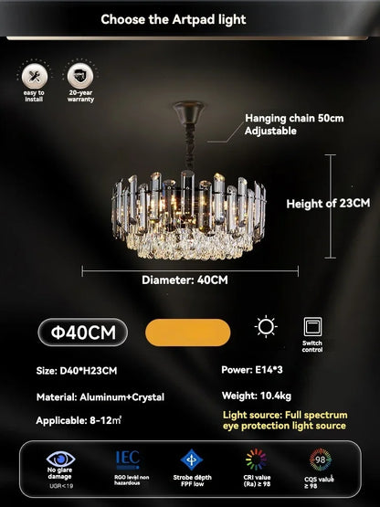 DecorBites™ Gold Crystal Ceiling Chandelier: Luxury Modern LED Pendant for Home Décor