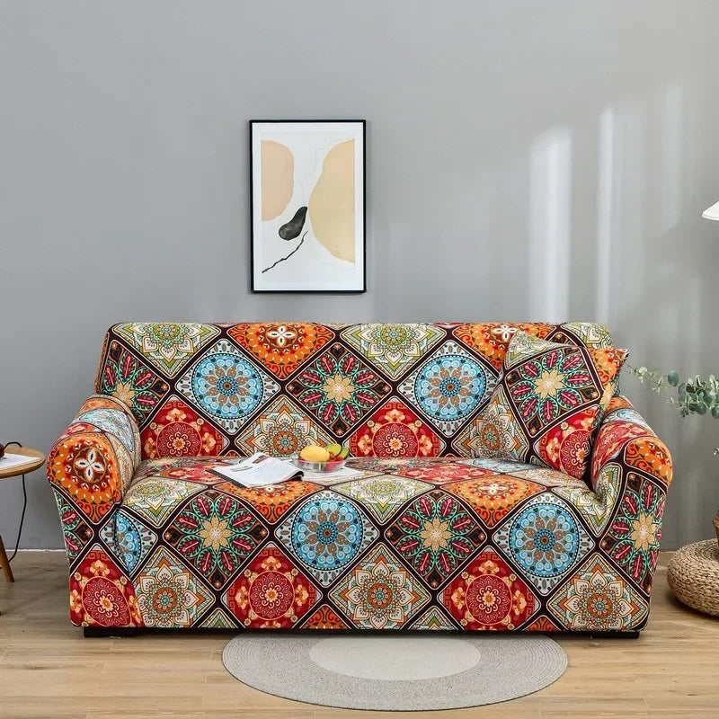 DecorBites™ Colorful Block Sofa Covers: Stretchy Loveseat Sectionals, Couch, Chair Slipcover