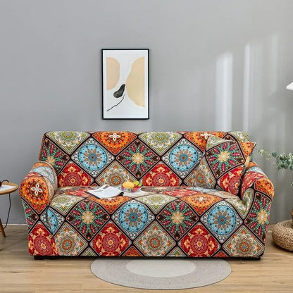 DecorBites™ Colorful Block Sofa Covers: Stretchy Loveseat Sectionals, Couch, Chair Slipcover