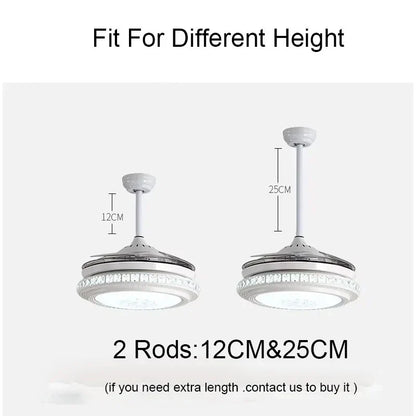 DecorBites™ Crystal Chandeliers Ceiling Fans with Invisible Ceiling Fan Light, Remote Control, 6 Speeds