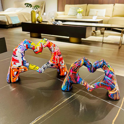 DecorBites™ Love Gesture Sculptures - Heart Hand Pop Art Figurines