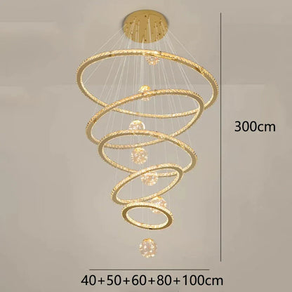 DecorBites™ Crystal Chandelier Stair Pendant Lamp Living Room Interior Lighting