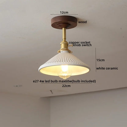 DecorBites™ Amber Glass LED Ceiling Light Modern Wood Canopy Kids Room Fixture