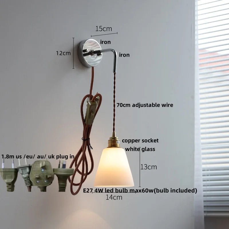 DecorBites™ Ceramic LED Wall Lamp with Pull Chain Switch, Adjustable Stair Light Sconce