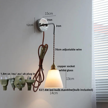 DecorBites™ Ceramic LED Wall Lamp with Pull Chain Switch, Adjustable Stair Light Sconce
