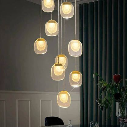 DecorBites™ Gold Crystal Staircase Chandelier: Luxury Indoor Lighting for Dining Room & Hallway