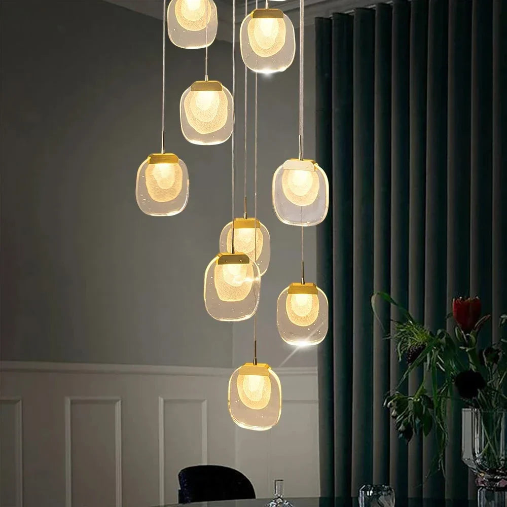DecorBites™ Gold Crystal Staircase Chandelier | Luxury Indoor Lighting Fixtures
