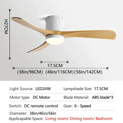 DecorBites™ 46In LED Ceiling Fan Light with Control for Household Bedrooms