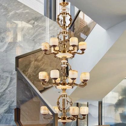 DecorBites™ Jade Zinc Alloy Chandelier for Living Room, Restaurant, Hall - Elegant Chinese Design