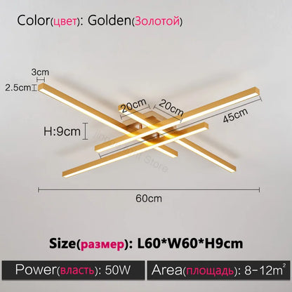 DecorBites™ Black Chandelier LED Ceiling Lamp: Nordic Minimalist Square Bedroom Living Room Lighting