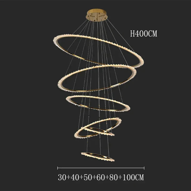 DecorBites™ Crystal Chandelier: Stair Pendant Lamp, Living Room & Interior Lighting