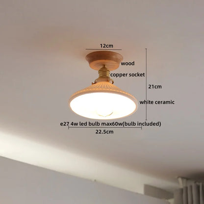 DecorBites™ Copper Wood LED Ceiling Lamp Ceramic Modern Ceiling Lights for Home Decor