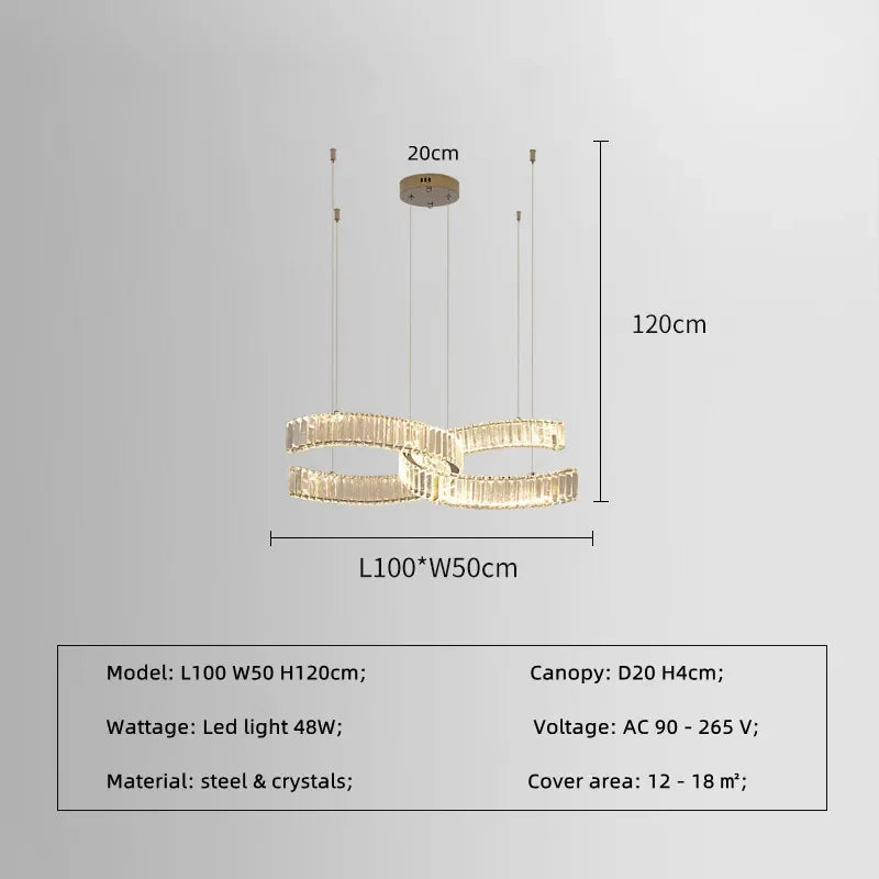 DecorBites™ Crystal LED Pendant Lights Remote Control Dimmable Suspension Lamp