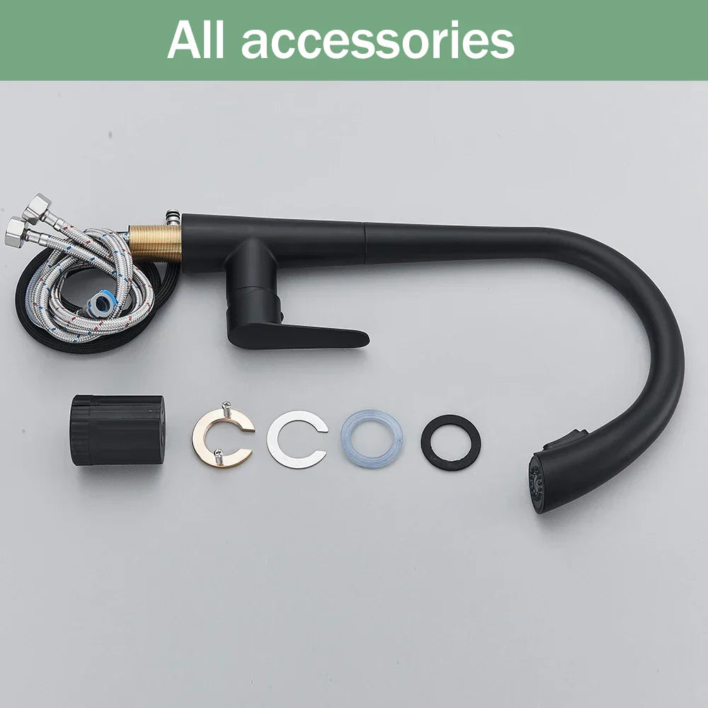 DecorBites™ Black Kitchen Faucet with Pull Out Sprayer and Single Lever Control