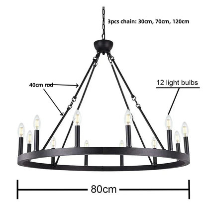 DecorBites™ Black Metal LED Pendant Chandelier for Living Room and Stairs