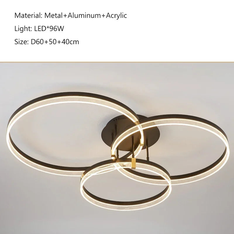 DecorBites™ Acrylic Round Ring Ceiling Light LED Chandelier Modern Minimalism for Living Room and Kitchen