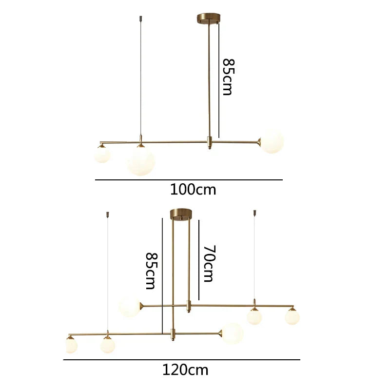 DecorBites™ Glass Ball Chandelier LED Light Fixture for Dining Room Bedroom Kitchen Island