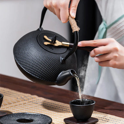 DecorBites™ Cast Iron Tea Pot with Stainless Steel Infuser for Oolong, Kung Fu, Puer Tea