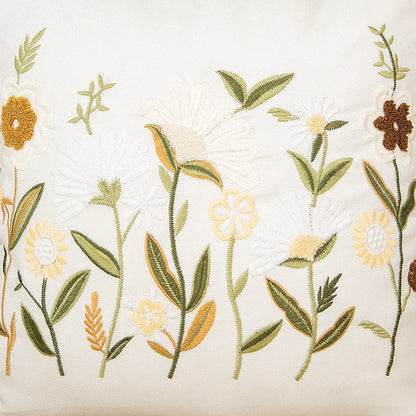 DecorBites™ Bird Embroidered Cotton Cushion Cover 45x45cm Square Floral Pillow Case