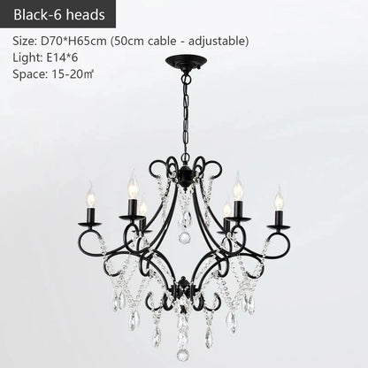 DecorBites™ Iron Crystal Chandelier: Modern Luxury Industrial Style for Home Living/Dining Room